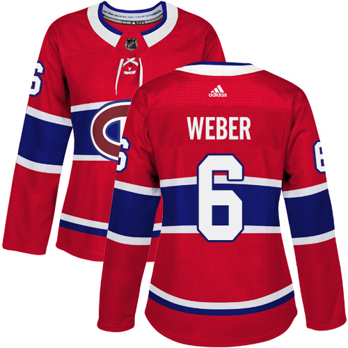 Adidas Montreal Canadiens #6 Shea Weber Red Home Authentic Women Stitched NHL Jersey->women nhl jersey->Women Jersey